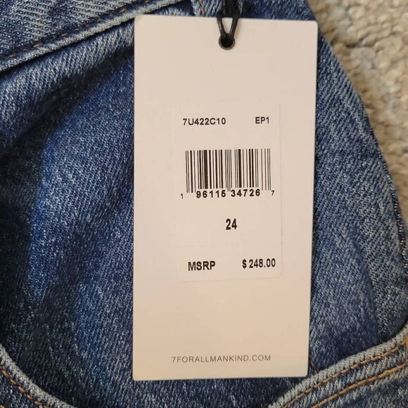 7 FOR ALL MANKIND THE JENNIFER 90S EMBROIDERED BAGGY JEAN SIZE 24 - Picture 7 of 9